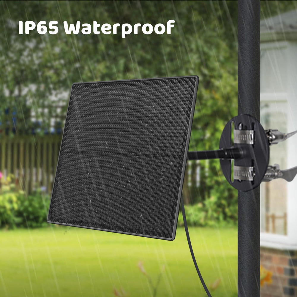 Birdfy 360-degree swivel mount detail demonstrating adjustable aim for optimal sunlight