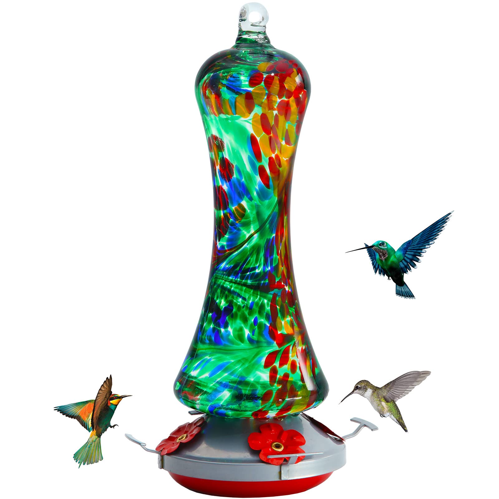 Birdkiss front view showing hand-blown glass and decorative appeal