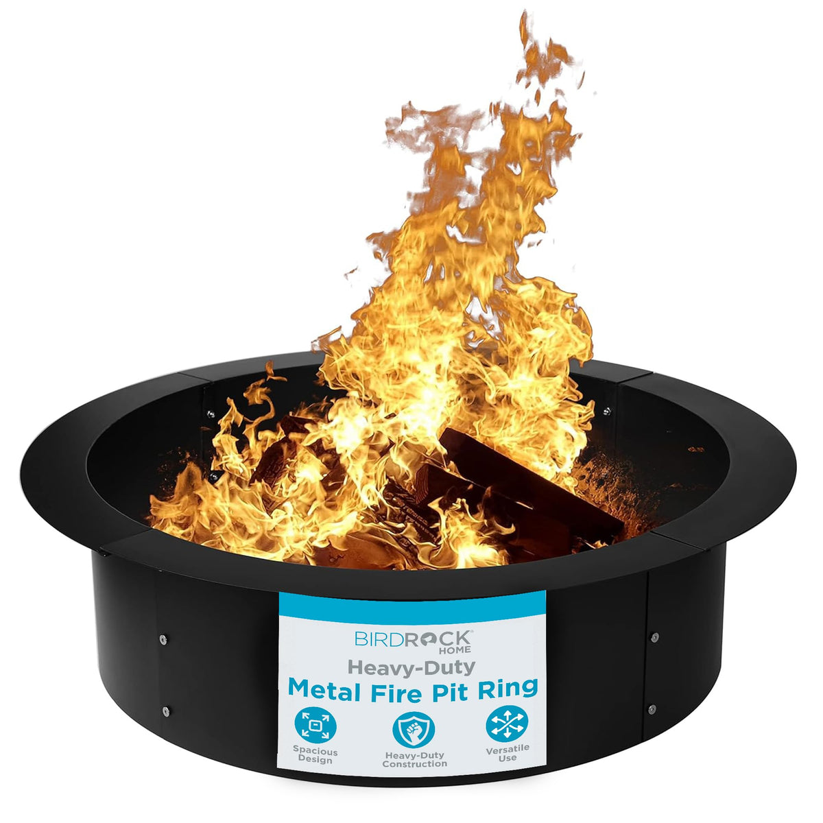 BIRDROCK HOME front view of 30 inch fire ring showing durable finish and clean edge benefits