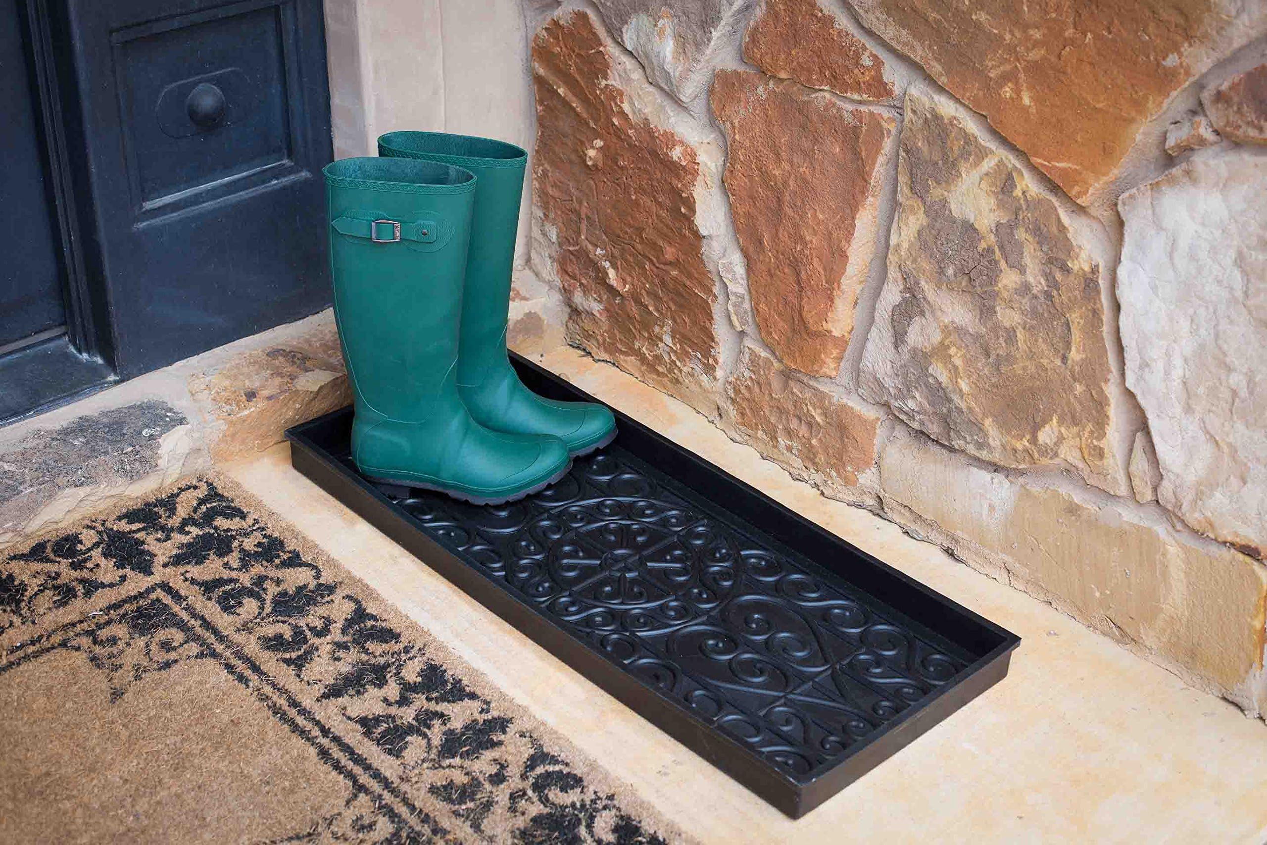 BIRDROCK HOME tray flexed and slid under shelf for compact storage