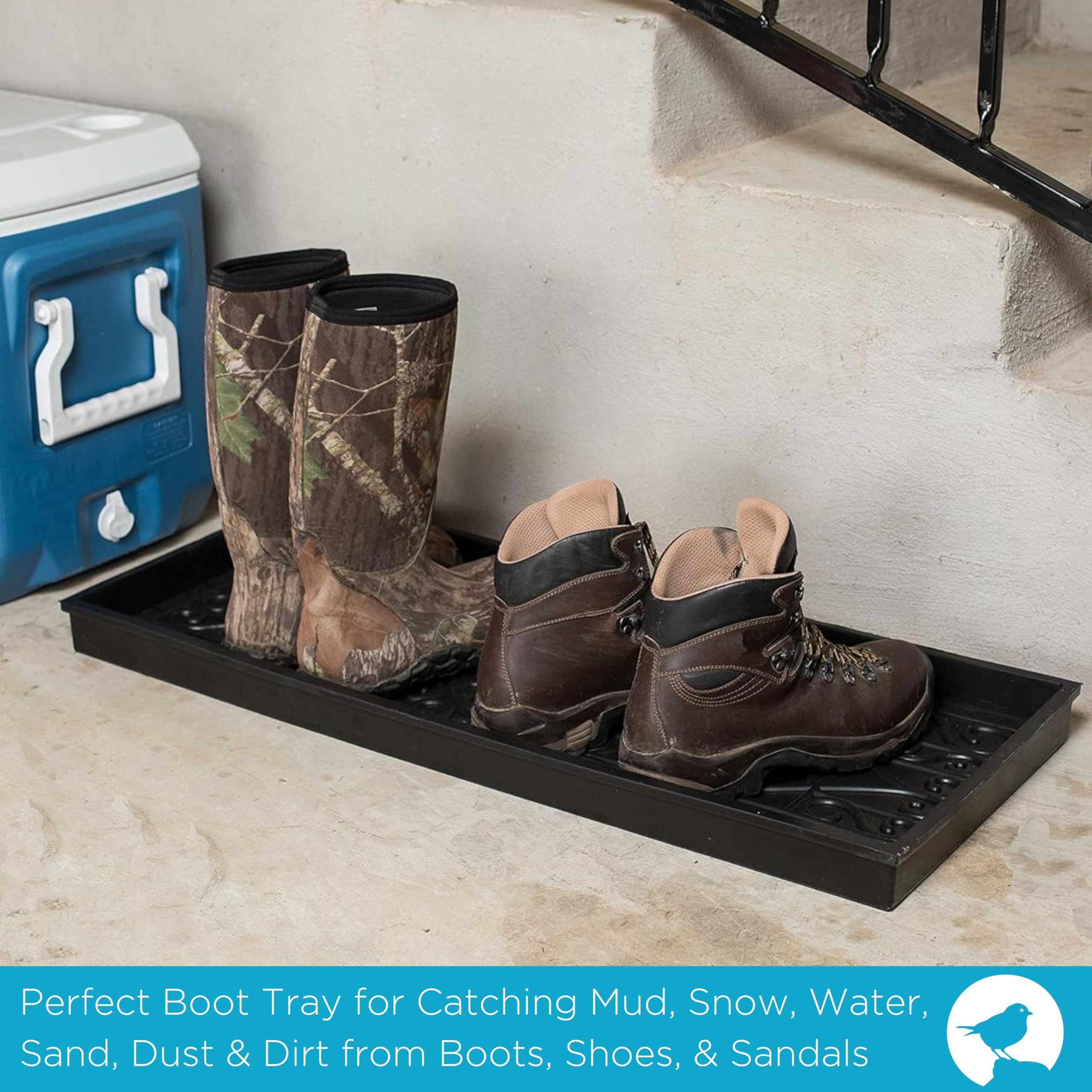 BIRDROCK HOME tray catching mud from boots to keep floors clean