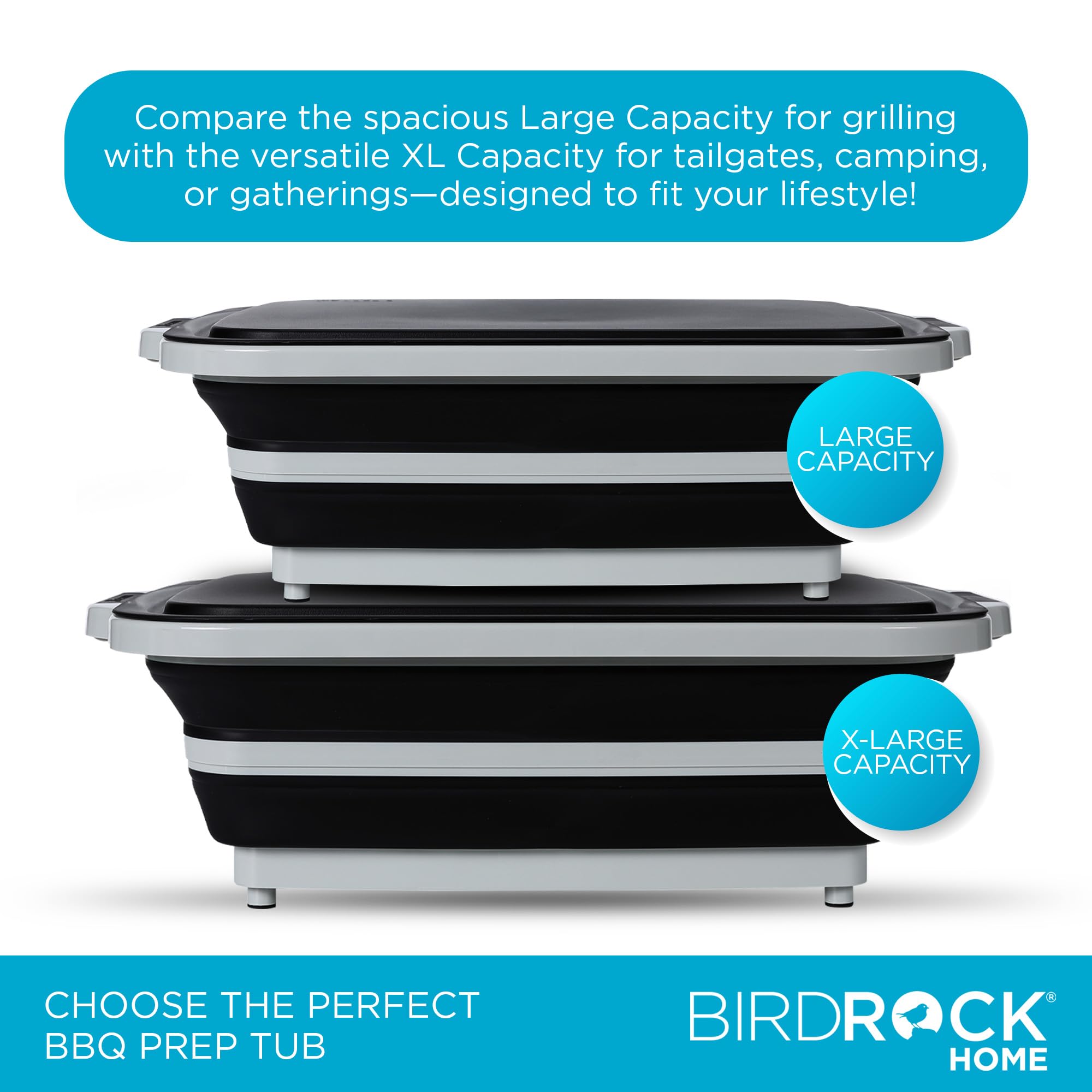 BIRDROCK HOME collapsed tub flat for storage, saves space advantage