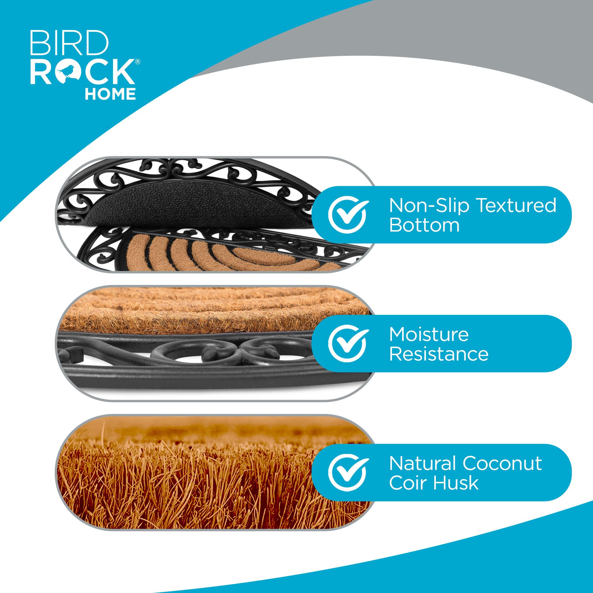 BIRDROCK HOME mat in a front doorway setting adding curb appeal and cleanliness