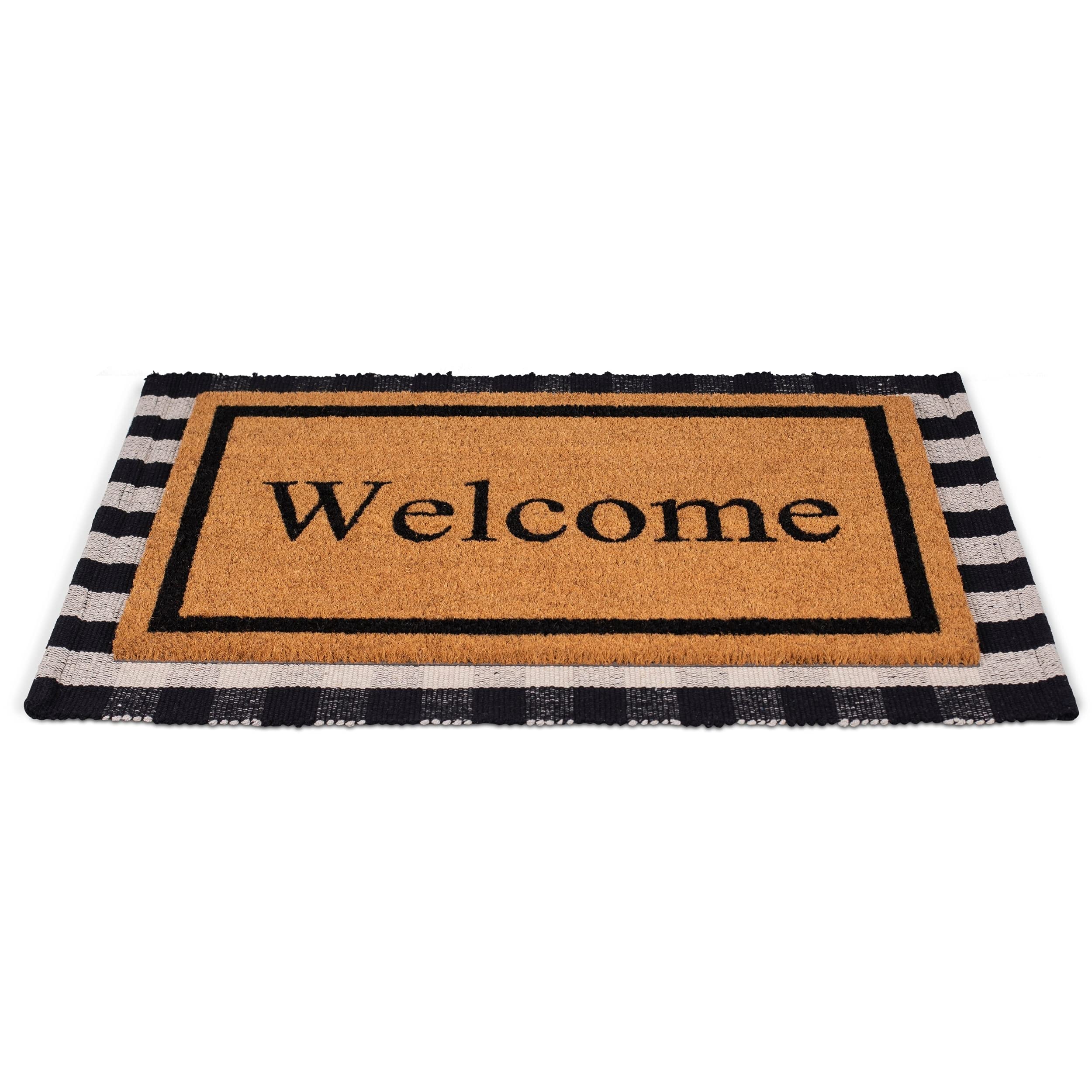 BIRDROCK HOME mat on porch styled to enhance curb appeal