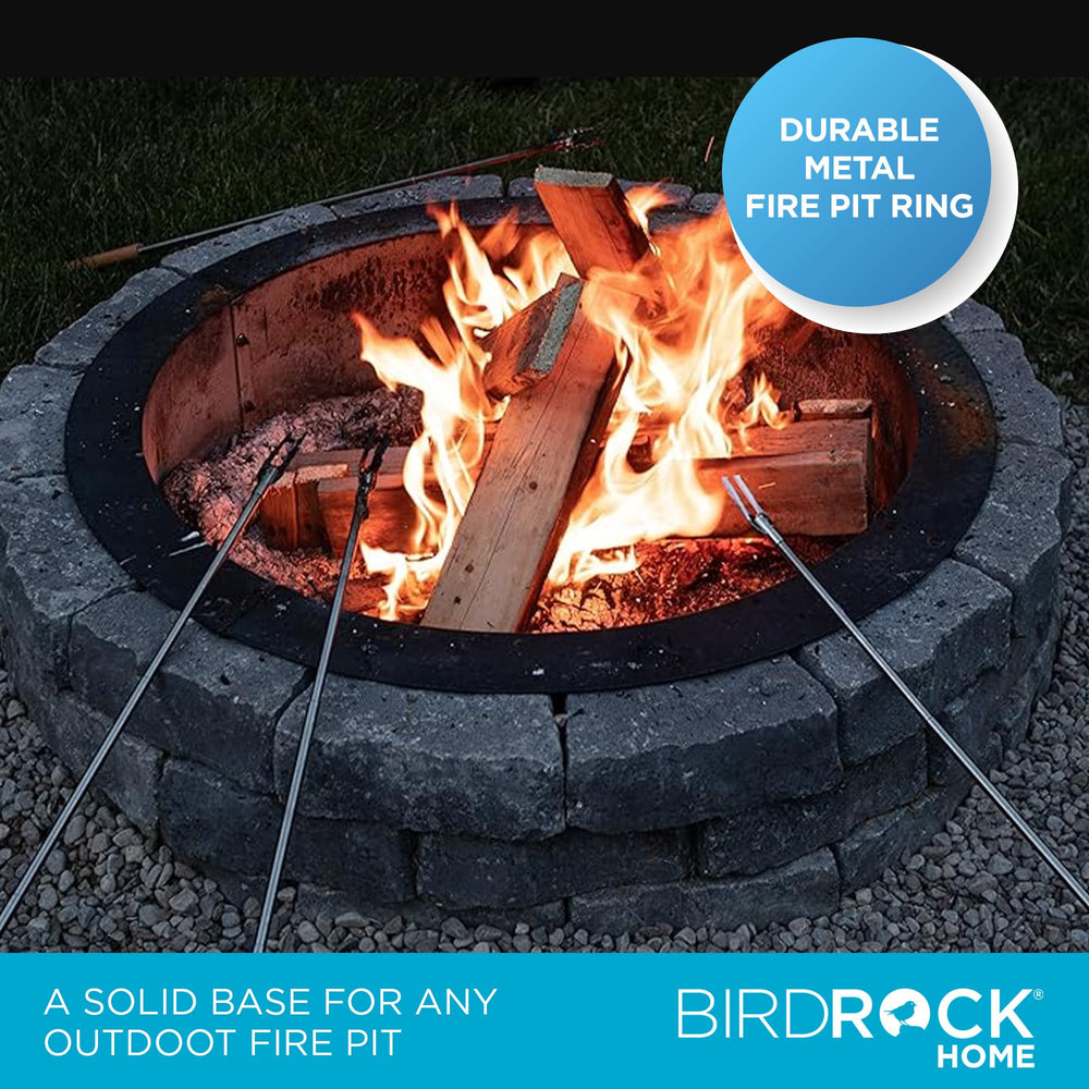 BIRDROCK HOME ring beside stacked logs illustrating 30 inch capacity and scale