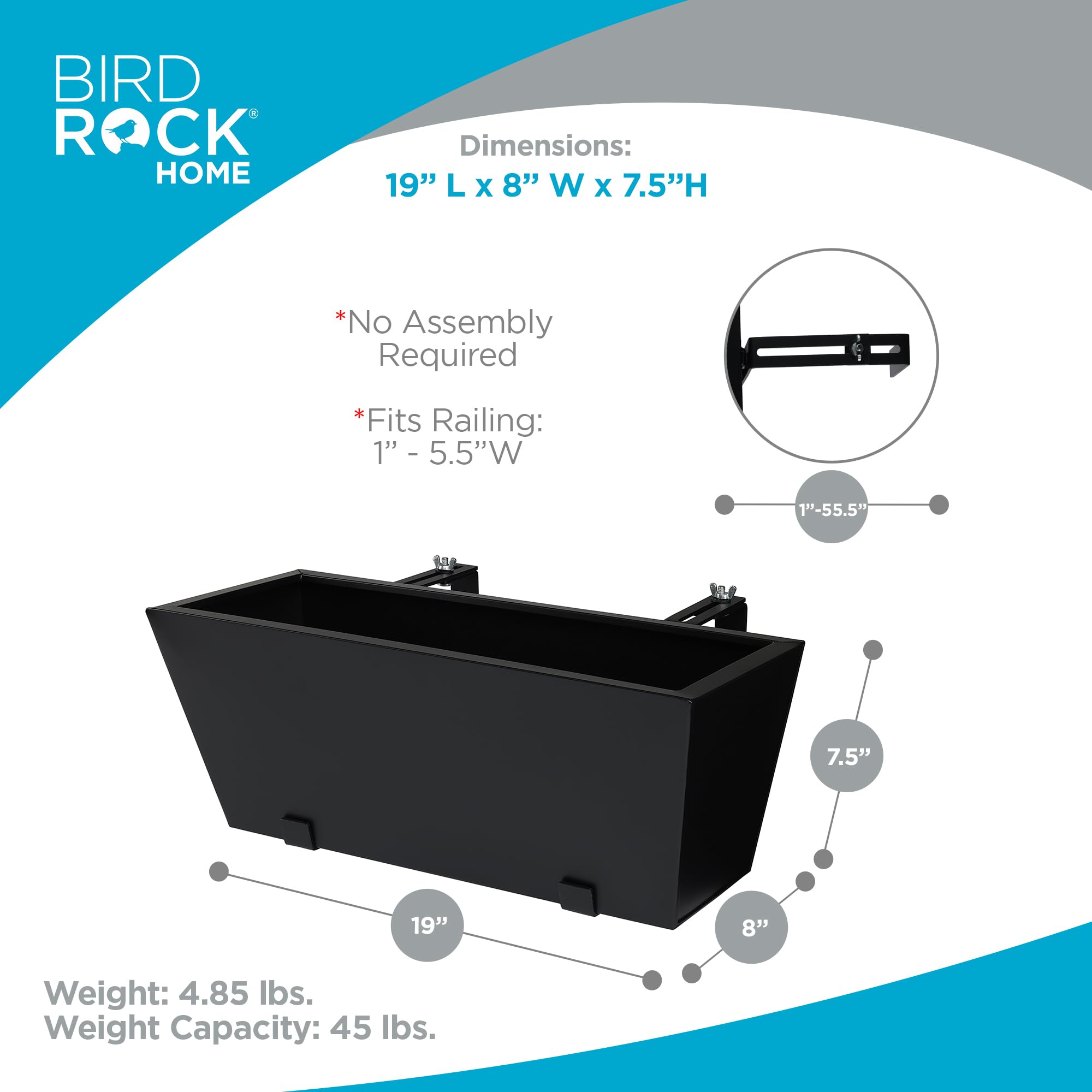 BIRDROCK HOME side profile mounted on deck railing showing stable installation benefit
