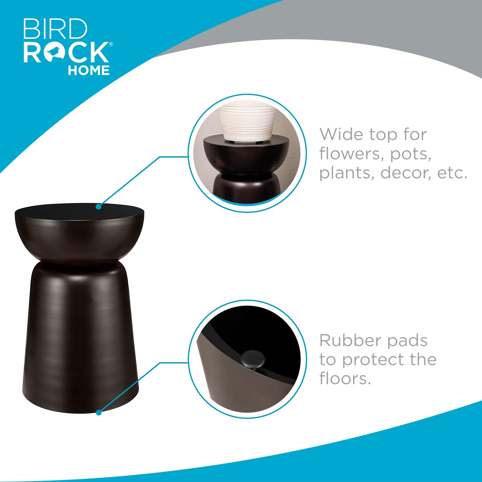 BIRDROCK HOME stool holding a potted plant showing elevated display benefit