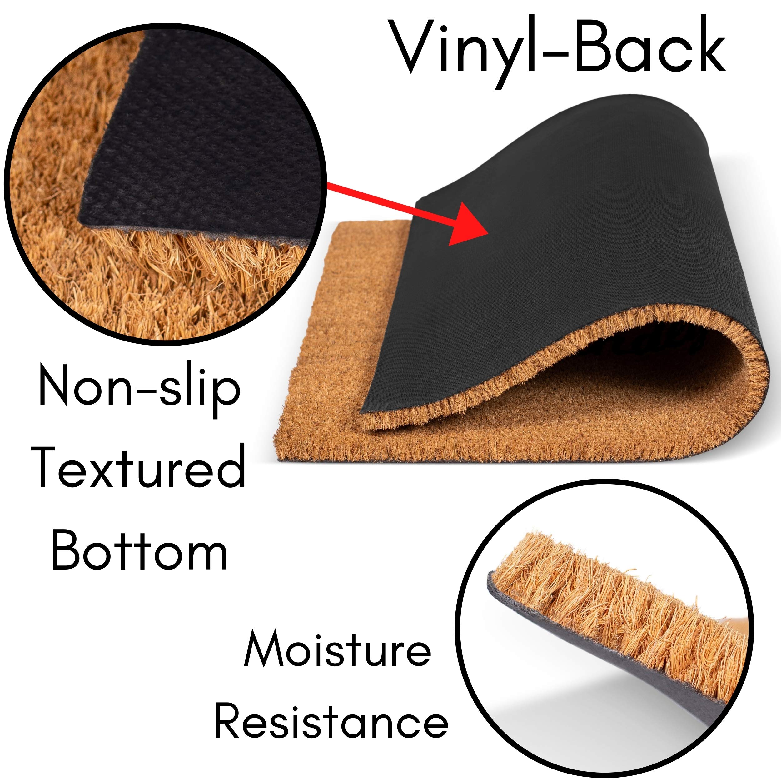 BIRDROCK HOME vinyl backing detail blocking moisture and stabilizing the mat