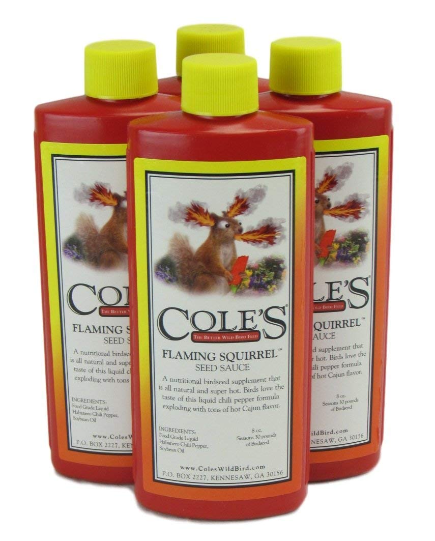 Bird's Cole's Flaming Squirrel front label showing heat-deterring formula benefit