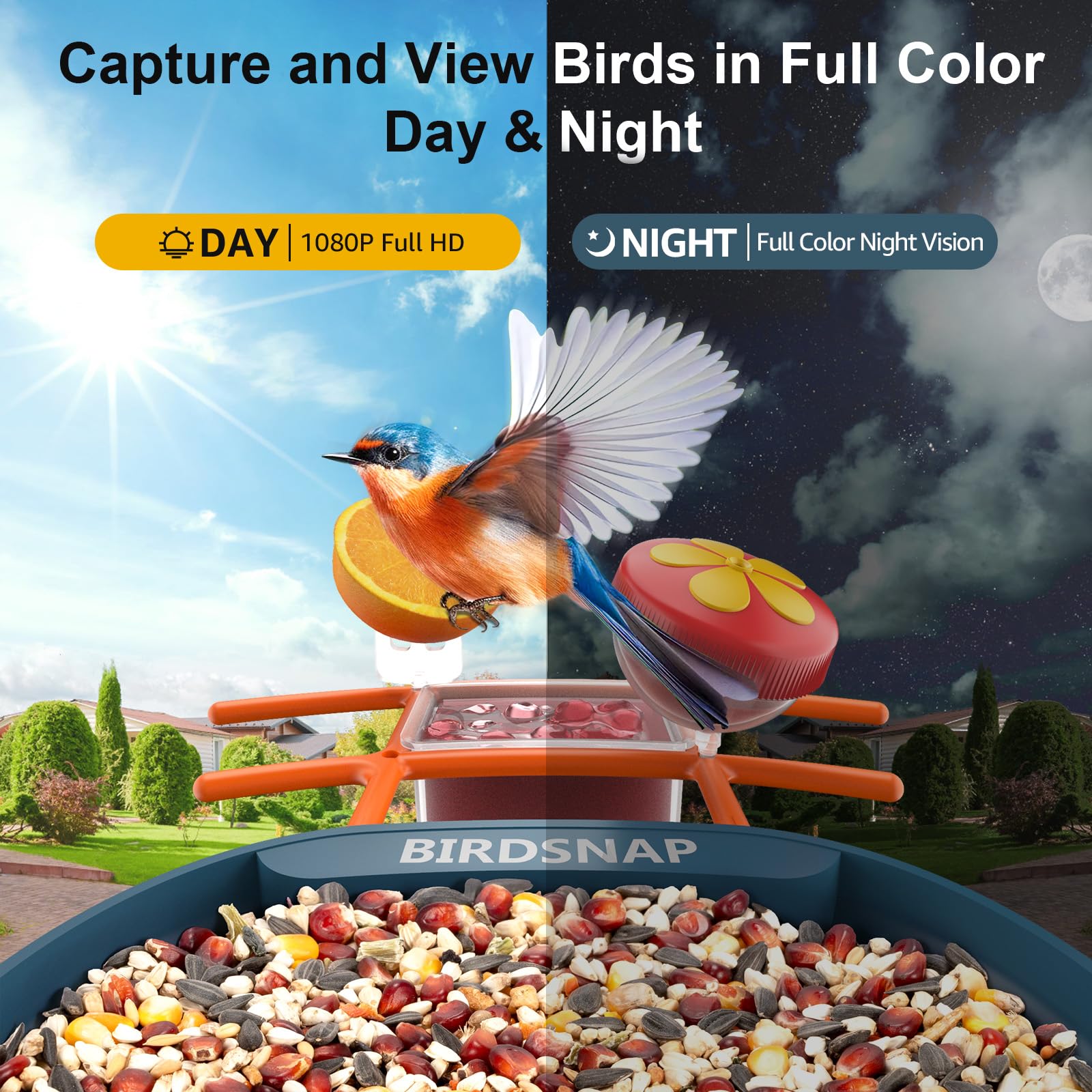 birdsnap night color live stream screenshot showing bird on perch, records low-light visits