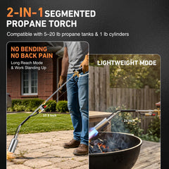 Birfedlot extension pole attached to torch demonstrating extended reach benefit