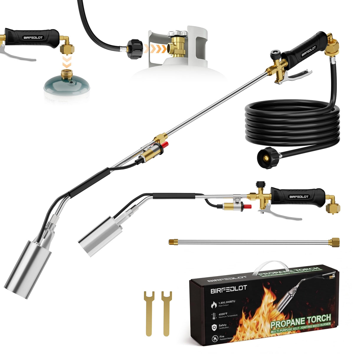 Birfedlot front view of complete torch kit showing portability and components