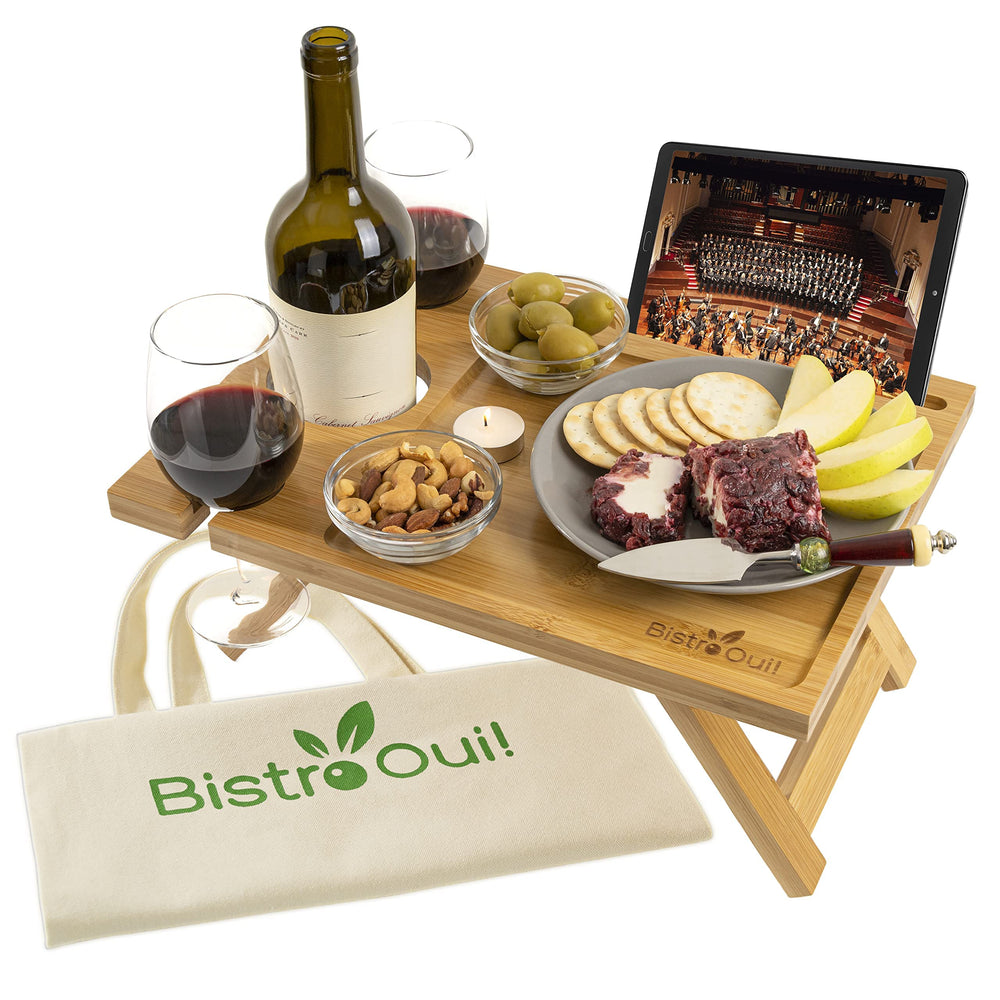 Bistro Oui! device groove holding tablet for hands-free viewing