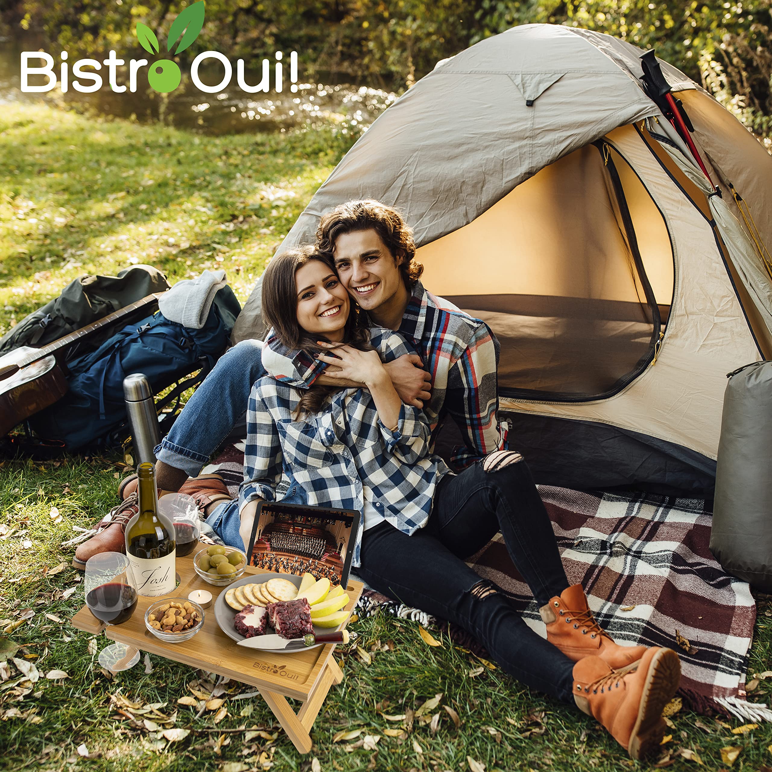 Bistro Oui! folded flat inside a tote for simple storage