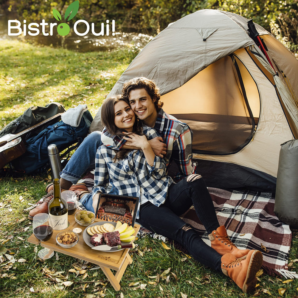 Bistro Oui! folded flat inside a tote for simple storage