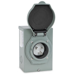 BISupply front view showing inlet box and three-prong receptacle for quick generator hookup