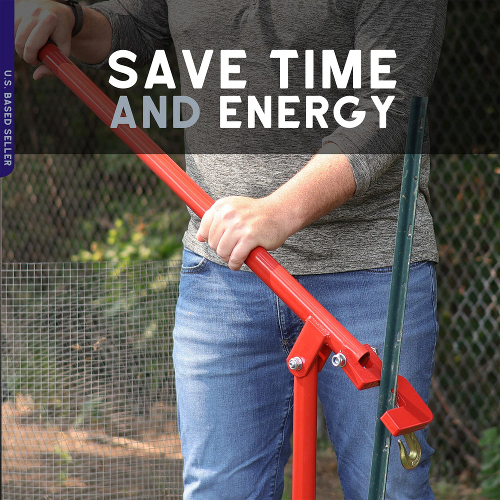 BISupply T post puller in use removing a fence post with less effort