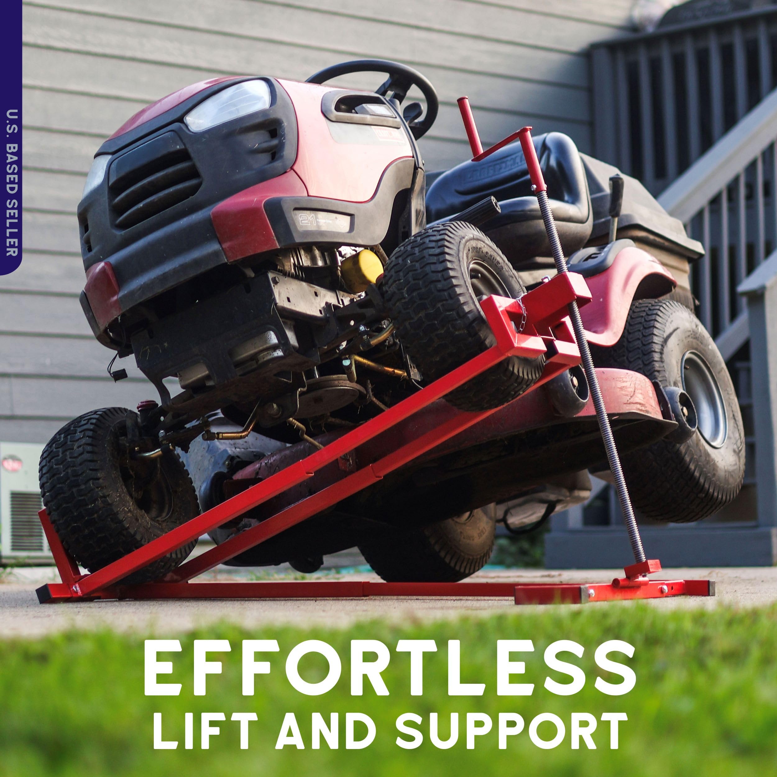 BISupply platform tilted with mower showing improved underside access benefit