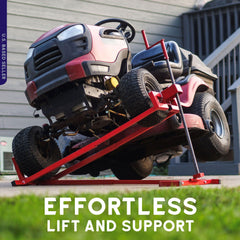 BISupply platform tilted with mower showing improved underside access benefit