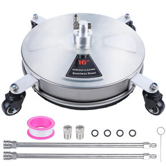 Biswing stainless surface cleaner front view showing durable housing and four wheels for easy maneuvering