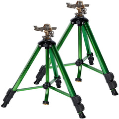 Biswing front view tripod sprinkler showing sturdy build and stable base benefit