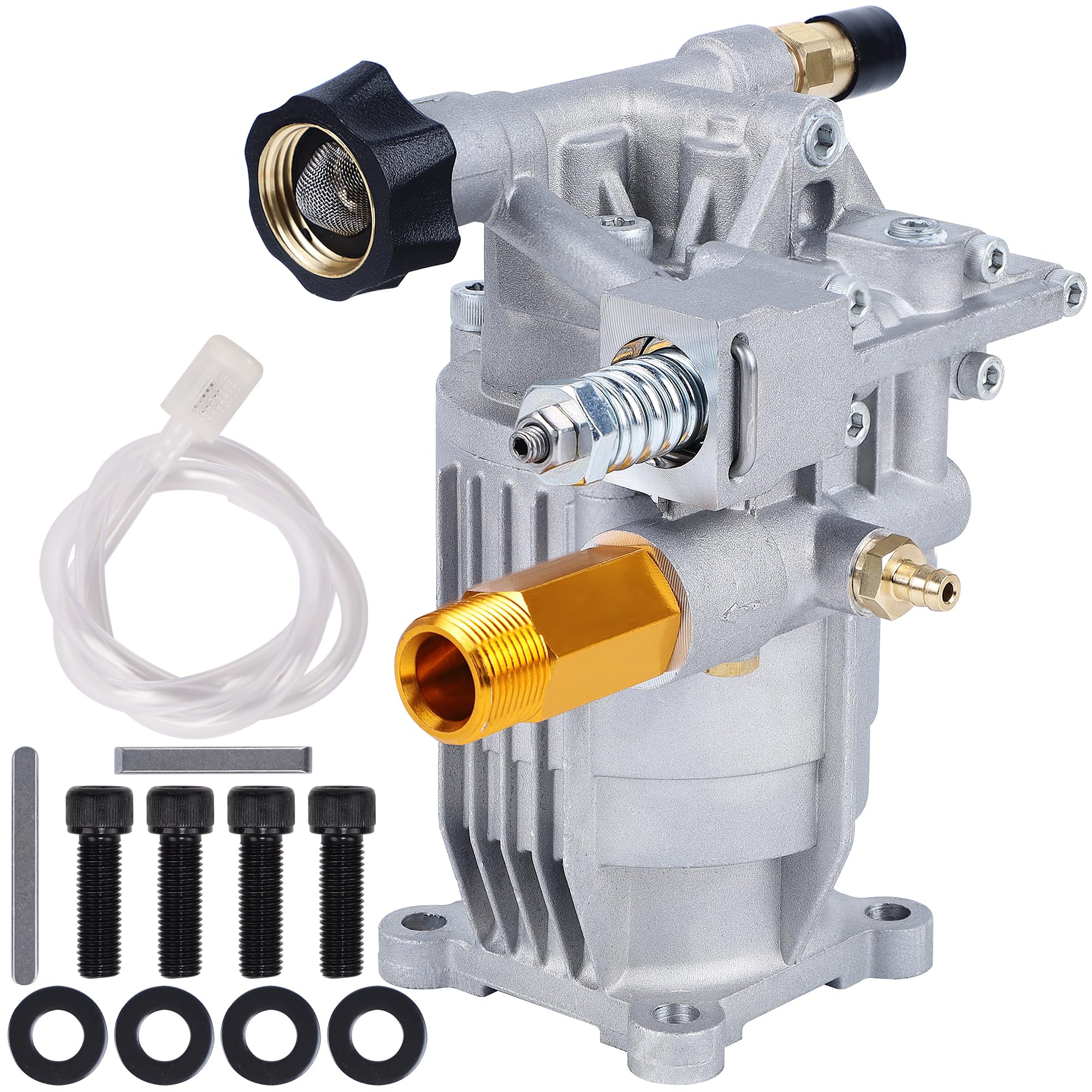 Biswing pump front view showing durable aluminum body and compact design benefit