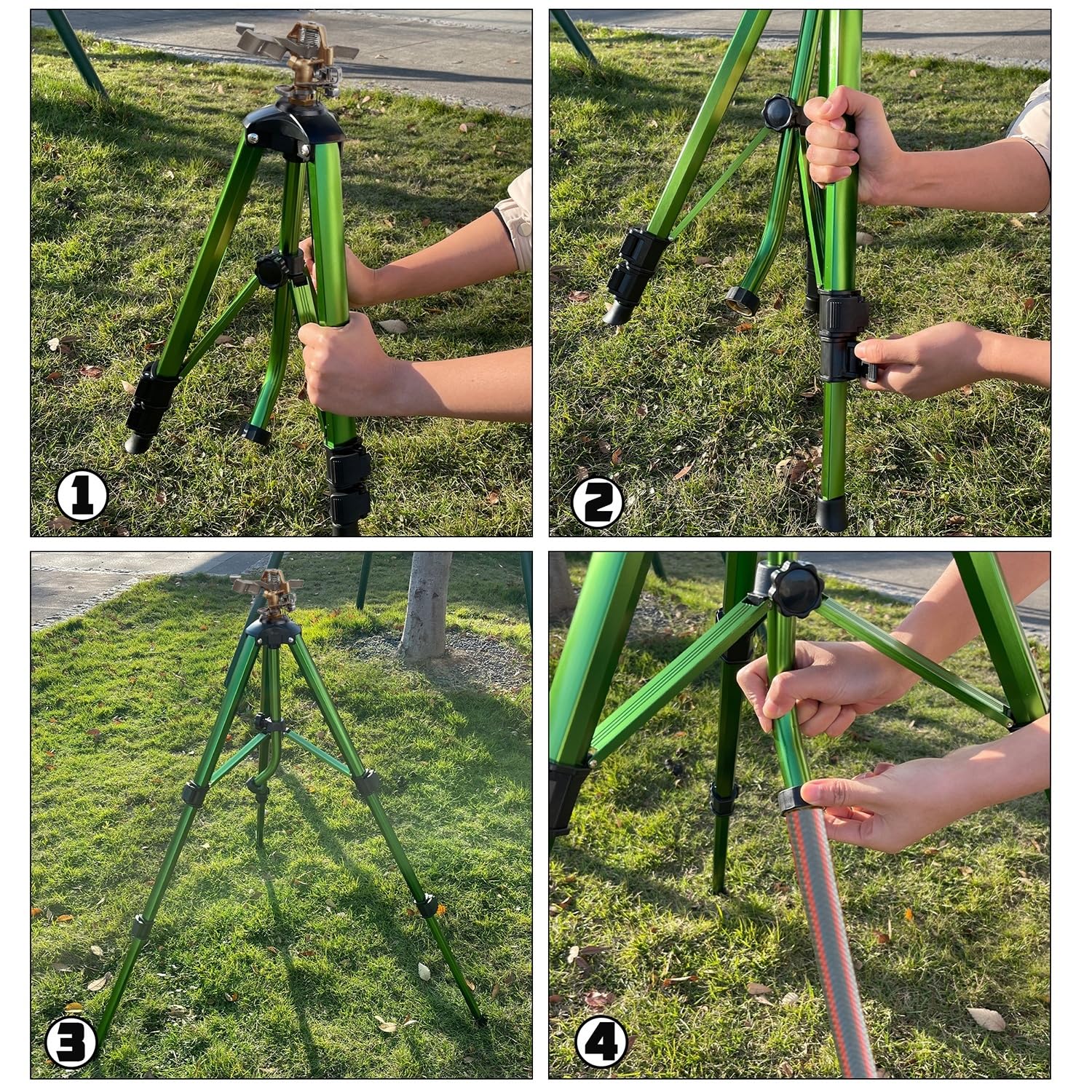 Biswing sprinkler spraying across lawn illustrating wide-area irrigation benefit