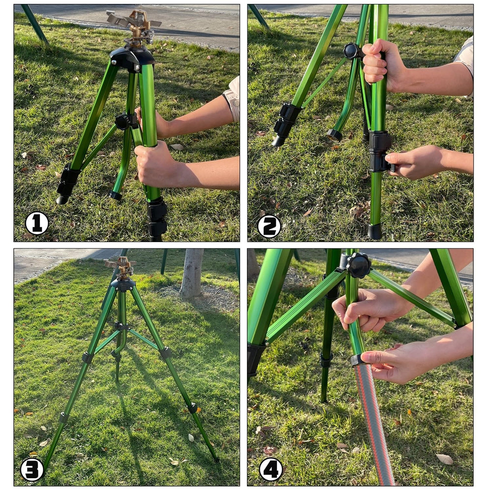 Biswing sprinkler spraying across lawn illustrating wide-area irrigation benefit