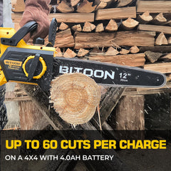 BITOON two 4.0Ah batteries with charger showing longer runtime benefit