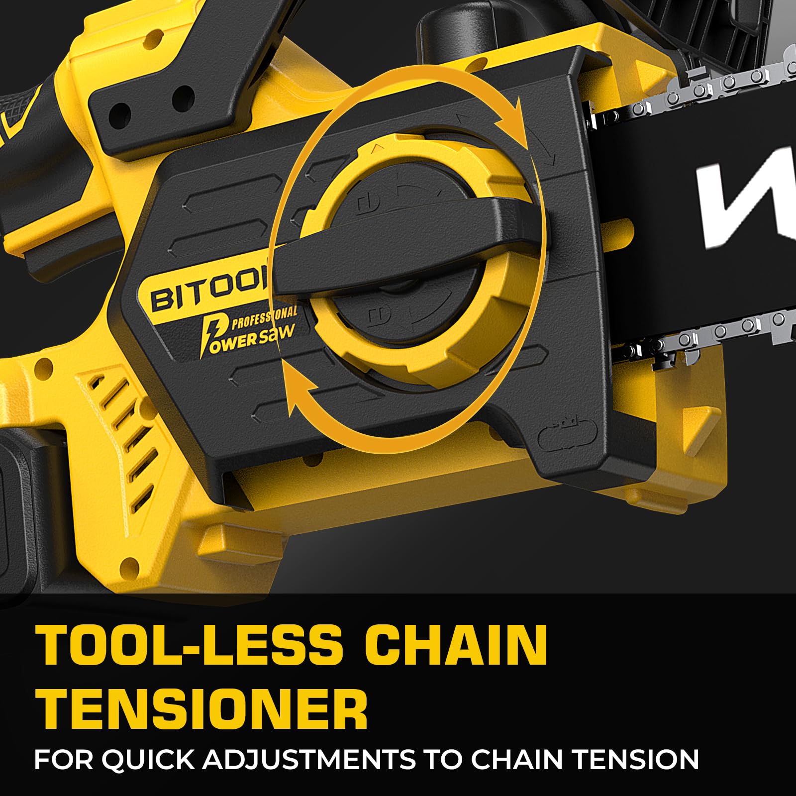 BITOON chainsaw held in hands showing lightweight, low-fatigue handling