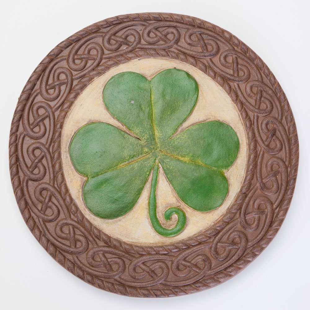 Bits and Pieces shamrock stepping stone front view showing Celtic design and daytime appeal