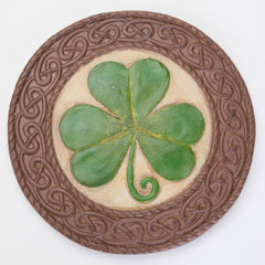 Bits and Pieces shamrock stepping stone front view showing Celtic design and daytime appeal