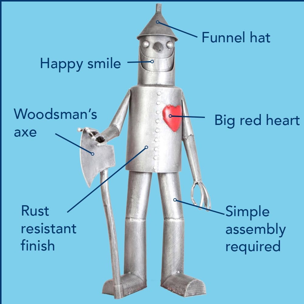 Bits and Pieces Tin Woodsman among flowers adding storybook charm