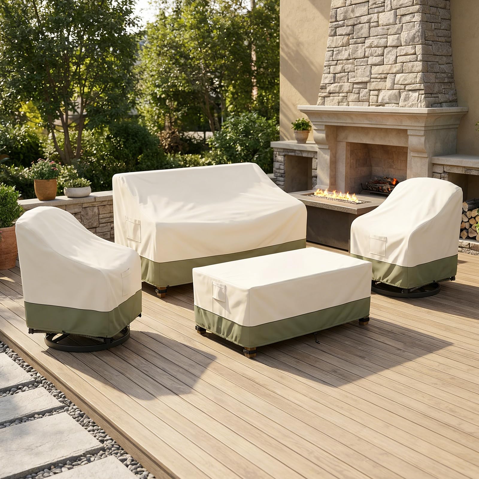 Bitubi three-seater sofa cover front view showing tailored fit and coverage