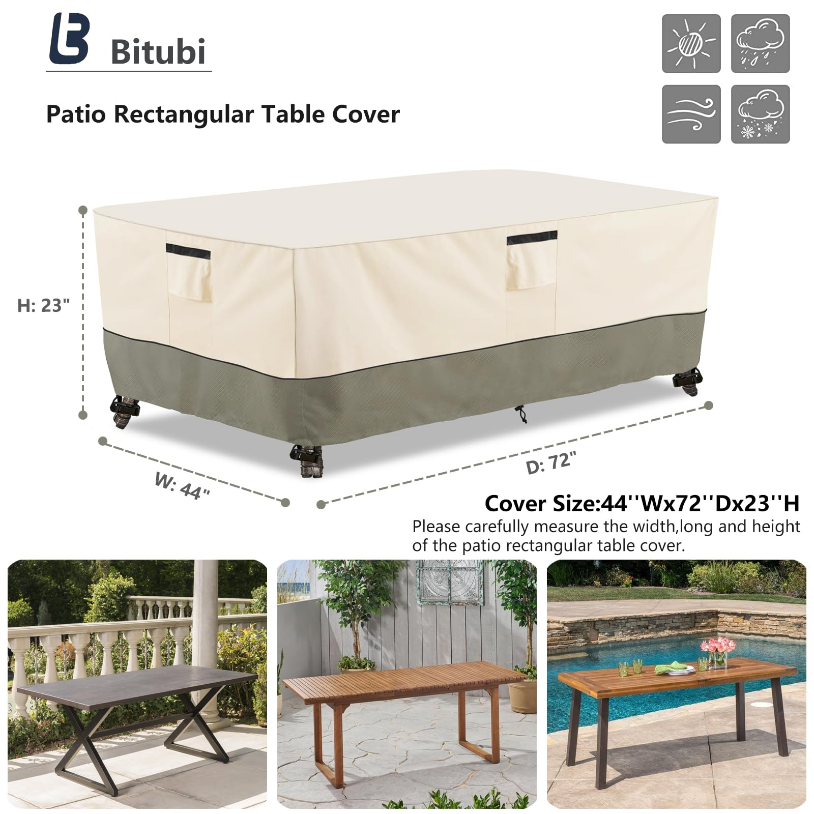 Bitubi close-up of 600D fabric texture highlighting durable waterproofing