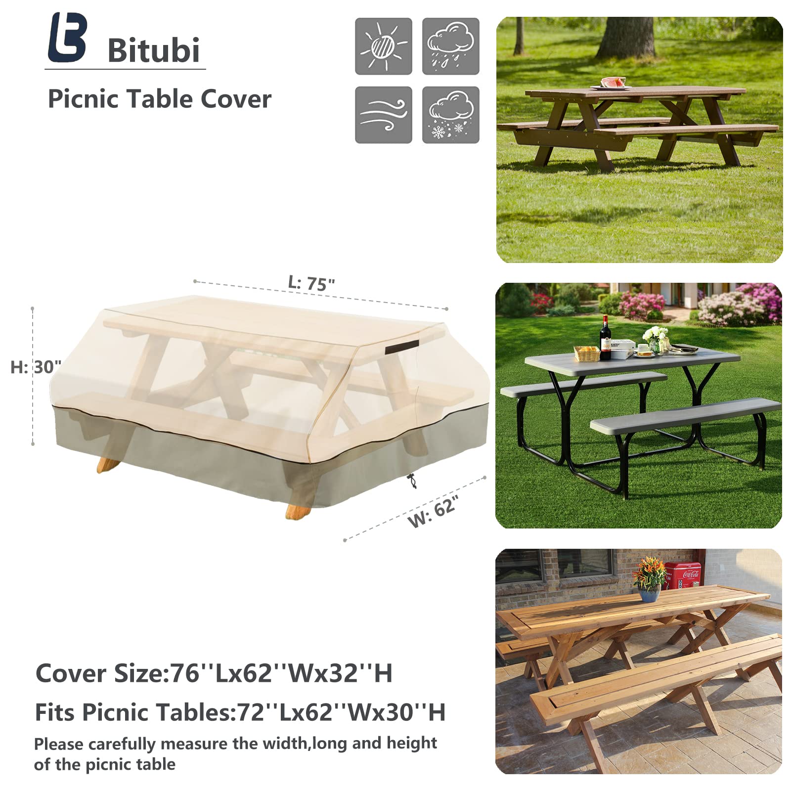 Bitubi close-up 600D fabric texture showing durable water-repellent finish