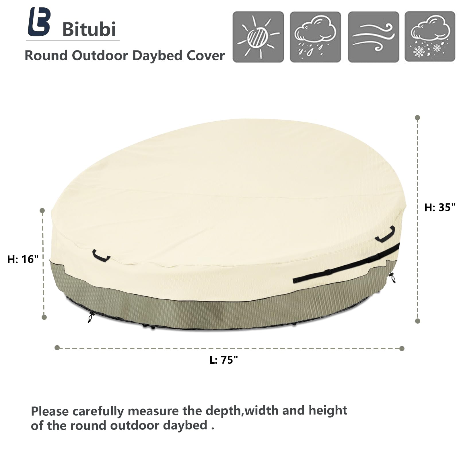 Bitubi close-up of 600D fabric texture demonstrating durable weather resistance