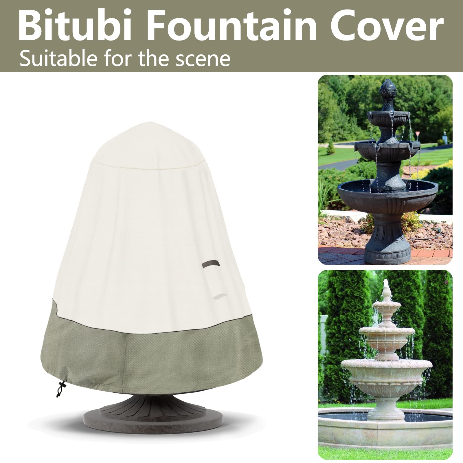 Bitubi cover fitted on garden fountain demonstrating tidy protection