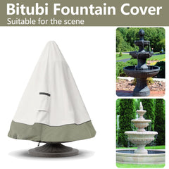 Bitubi cover installed on a stone fountain demonstrating seasonal outdoor protection