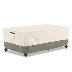 Bitubi front view of beige table cover protecting outdoor dining