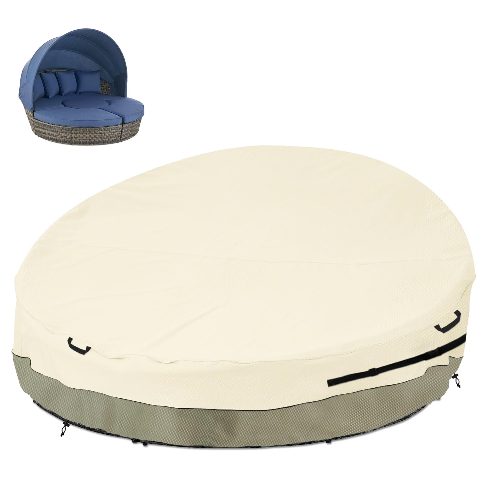 Bitubi front view of beige cover showing full protection and curb appeal