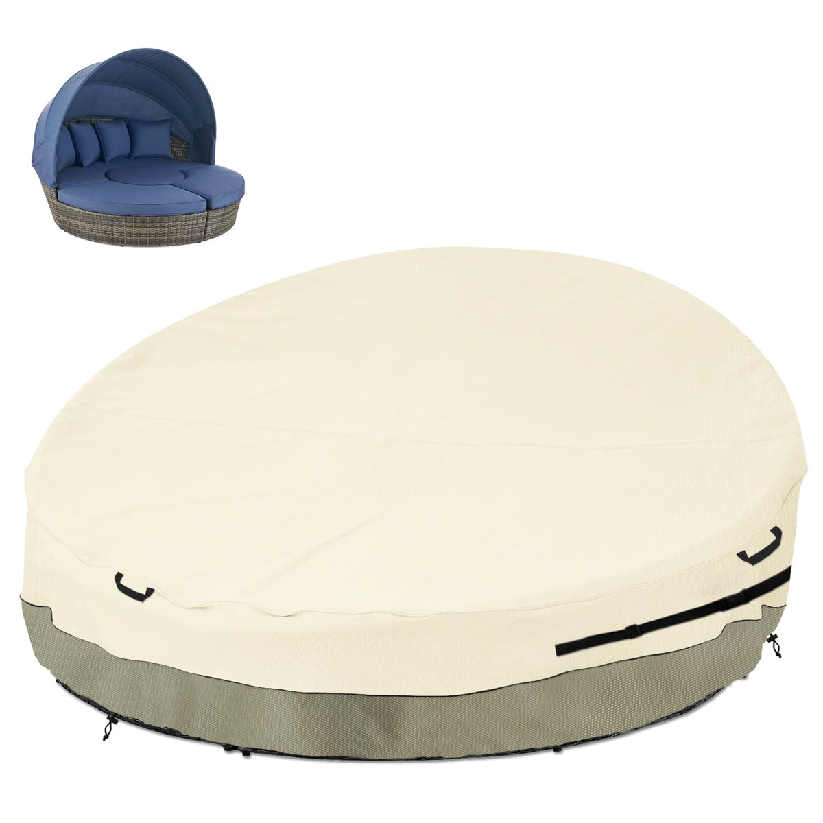 Bitubi front view of beige cover showing full protection and curb appeal