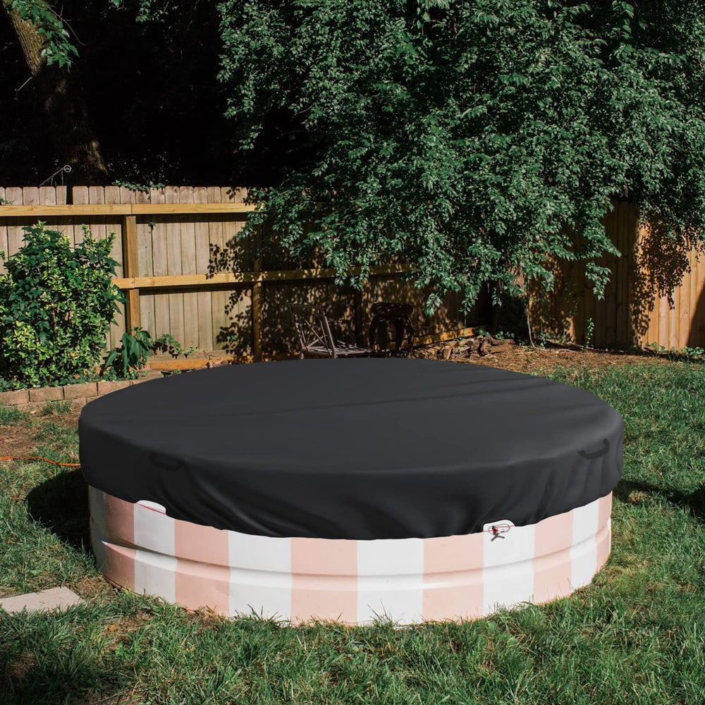 Bitubi cover beside measuring tape demonstrating fit for 5–6 ft tanks and easy sizing