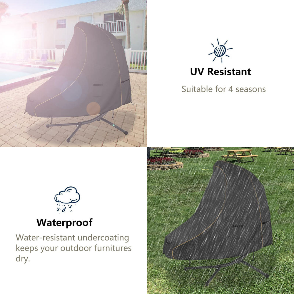 Bitubi cover size scale with chair and stand for fit guidance