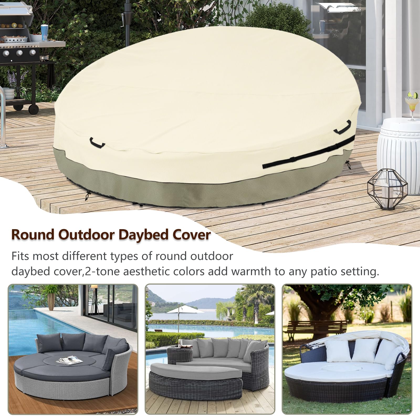 Bitubi fit over canopy daybed showing tailored back slope and sheltering benefit