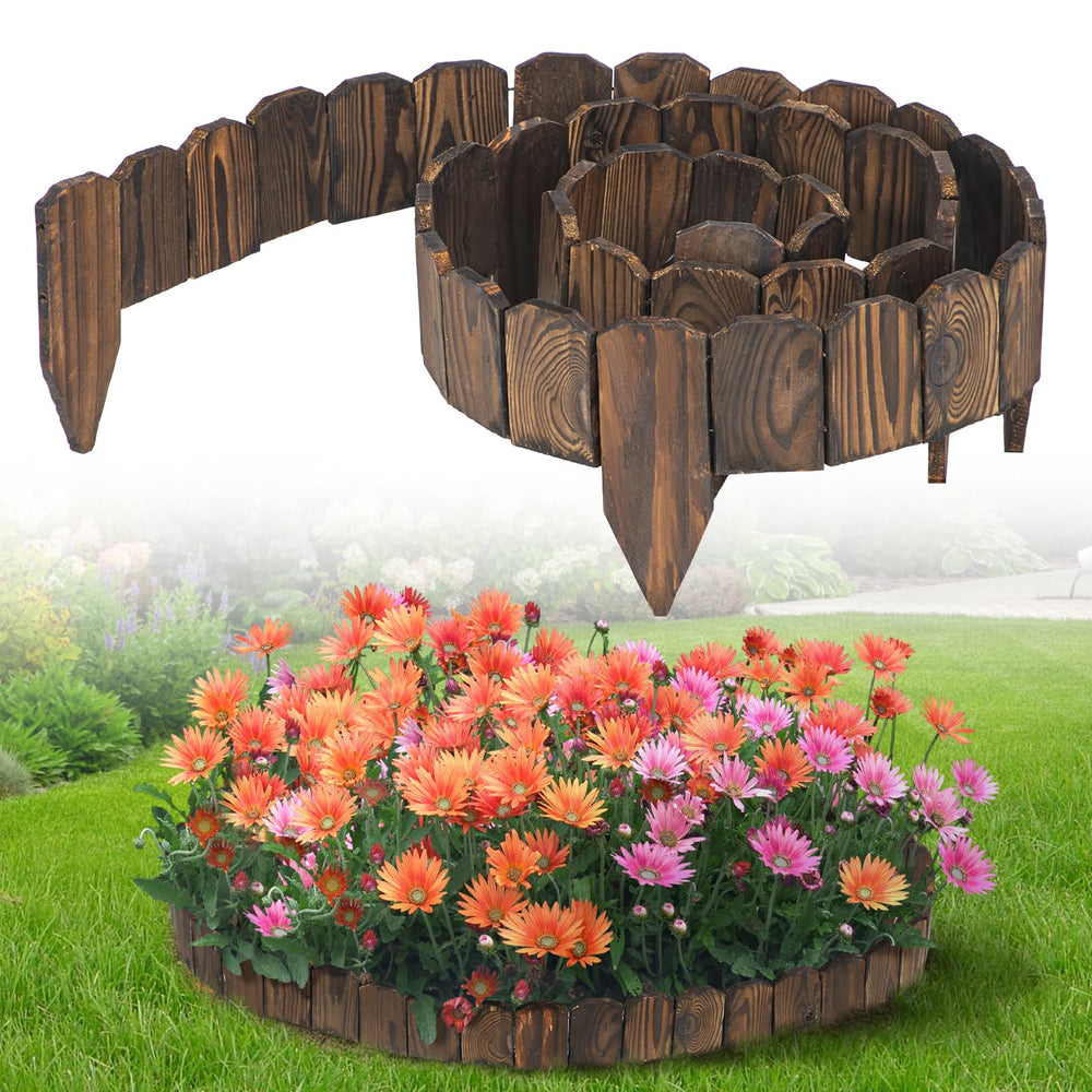 Biubee front view of 9.6ft landscape edging showing natural finish and length benefit
