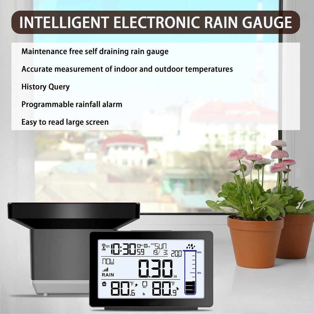 BIUWING installation mounted in garden showing clear placement for reliable rain capture and transmission