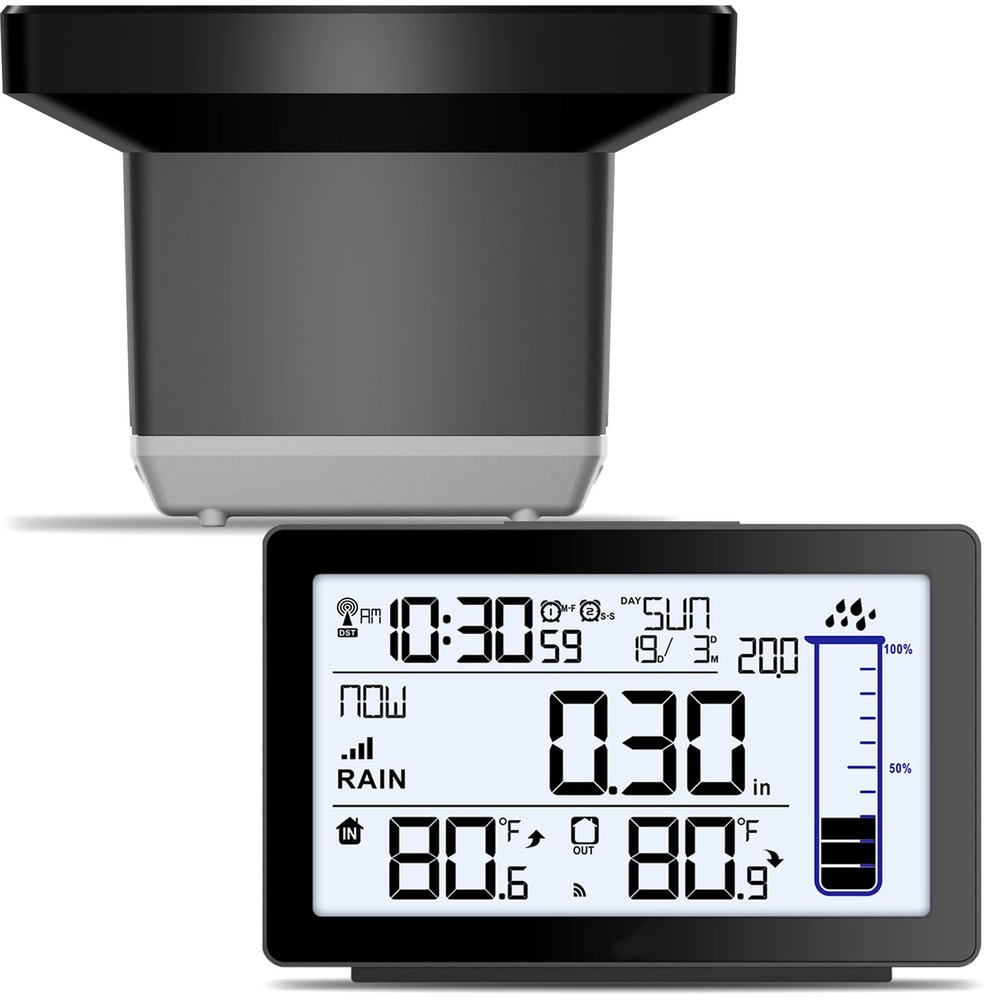 BIUWING outdoor sensor front showing robust rain collector and weatherproof housing benefit accurate measurements