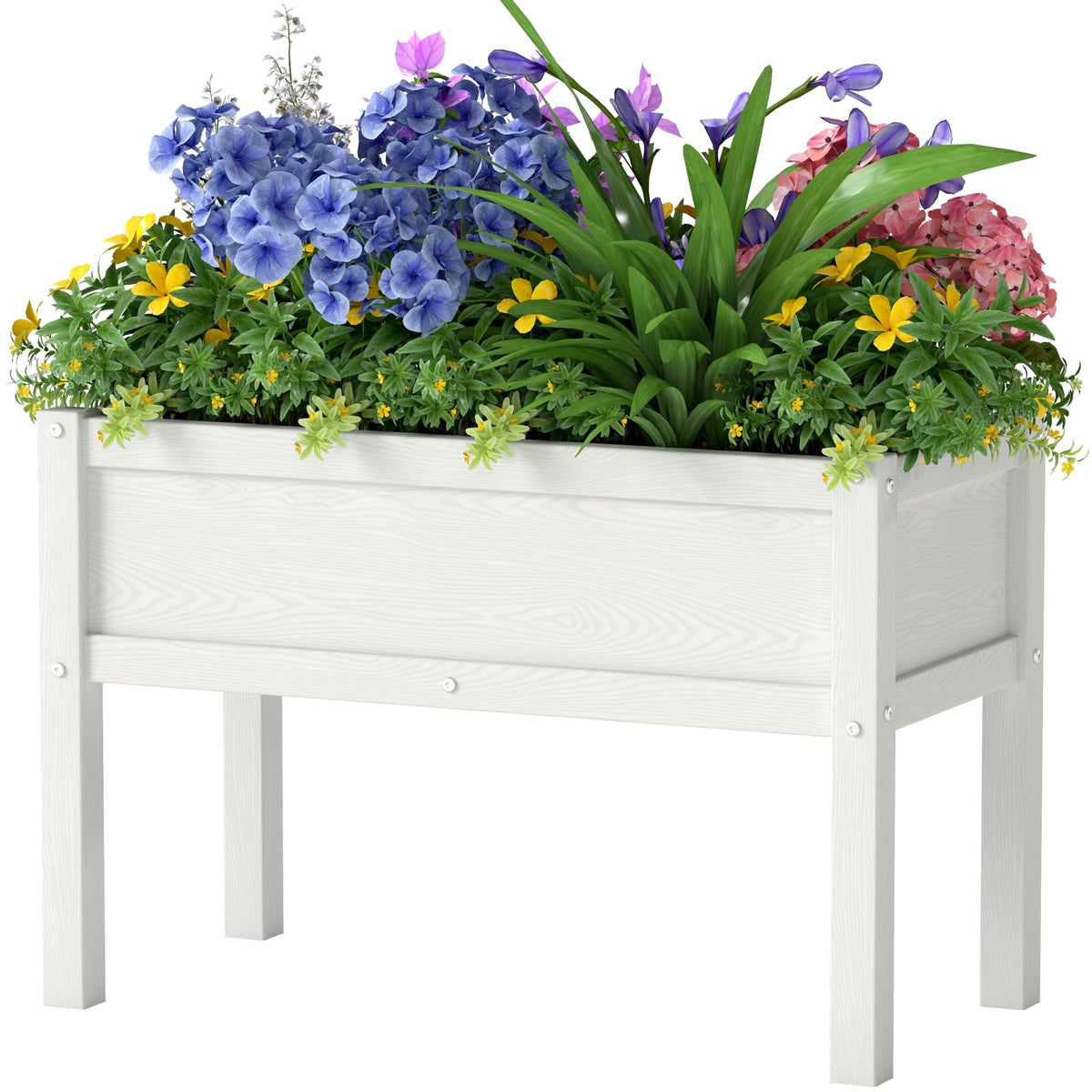 BIVODA front view of white elevated planter showing clean profile and stability