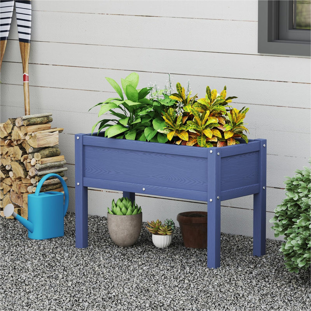 BIVODA patio lifestyle scene showing attractive navy planter improving outdoor living